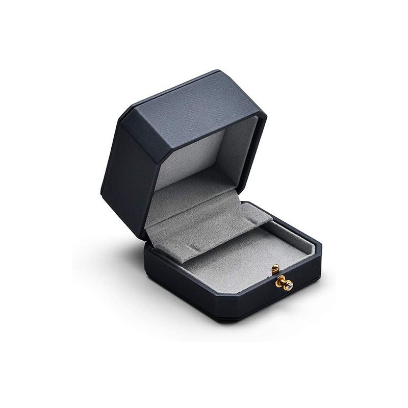Dark Blue Octagonal PU Leather Earring Gift Box H076