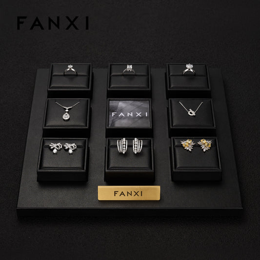 Black PU leather jewelry display set TT138