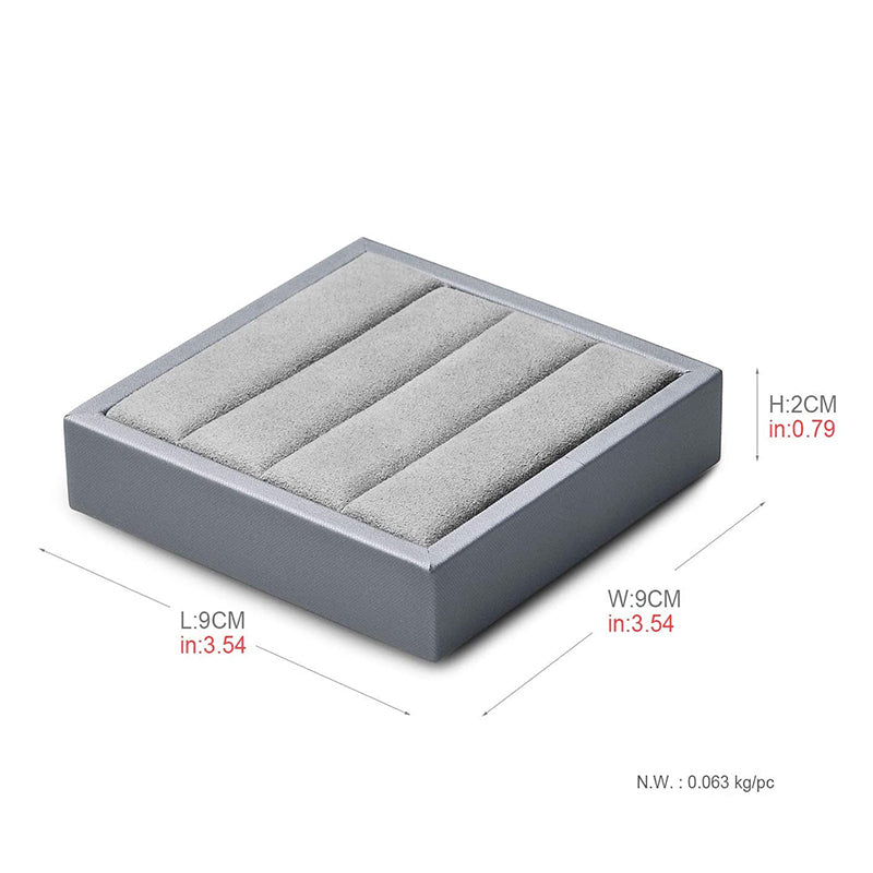 Light Gray Premium Leather Ring Display Stand PU05301