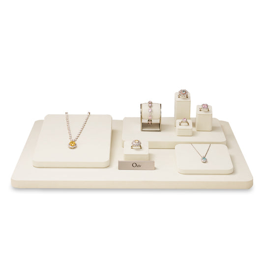 Luxury Beige Microfiber Jewelry display Set TT177