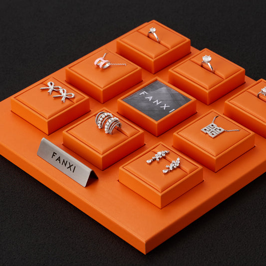Orange PU leather jewelry display set TT139