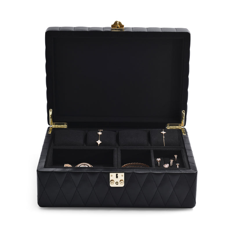 Black Leather Jewelry Display Case X051 - Restocking