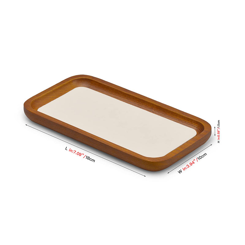 Cream White Rectangle Wood Jewelry Display Tray SM12902