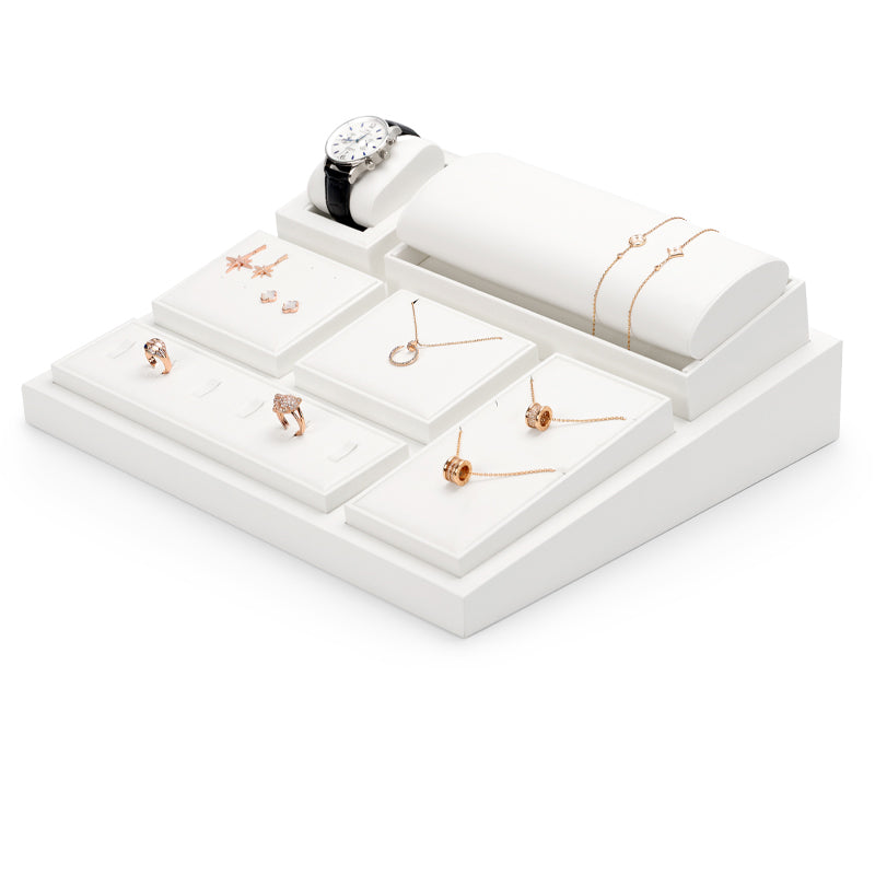 White pu leather ring jewelry display set TT134