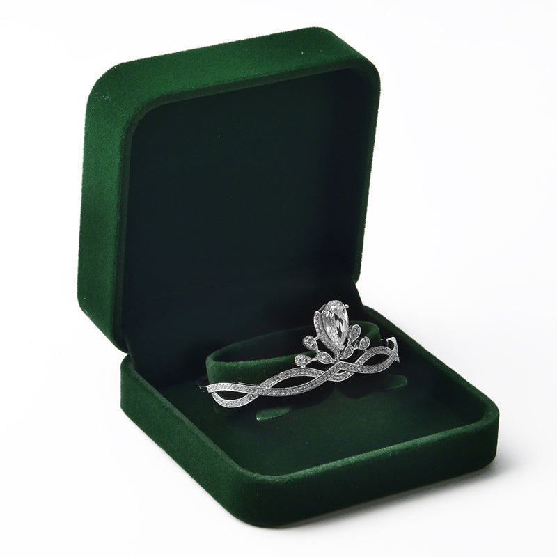 Dark Green Round Corner Velvet Bracelet Chain Gift Box H070