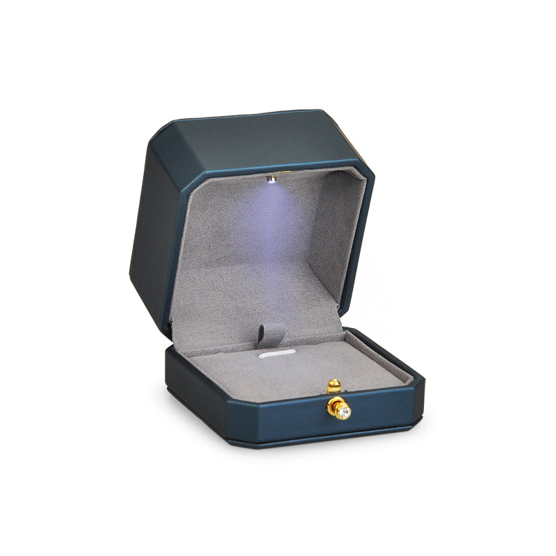 Blue PU Leather LED Light Earring Gift Box H096