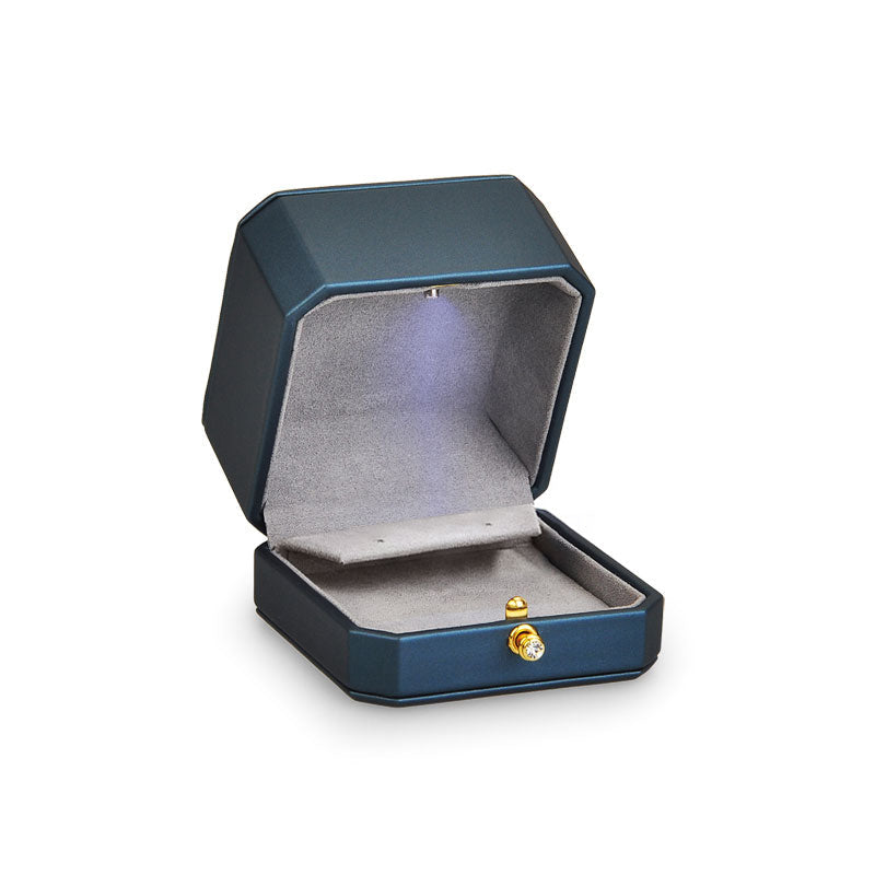 Blue PU Leather LED Light Ring Gift Box H096