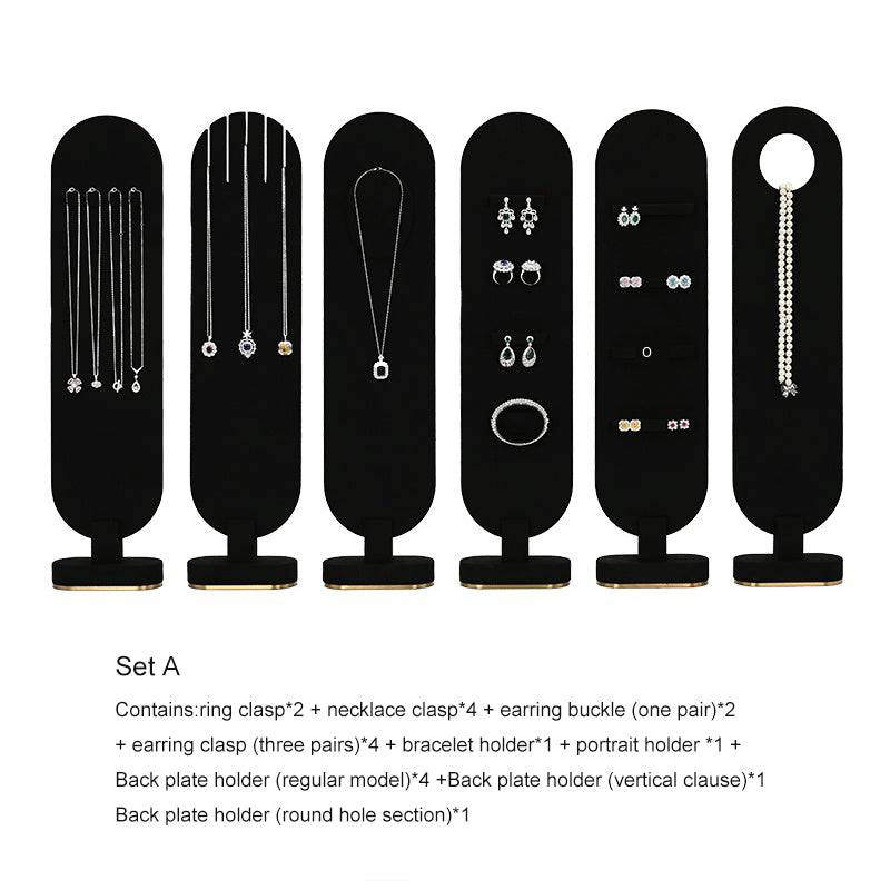 Black Microfiber Magnetic Suction Ring Necklace Jewelry Display Set TT162