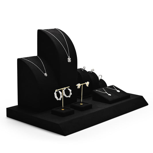 Black Luxury Metal Microfiber Jewelry Display Set TT052