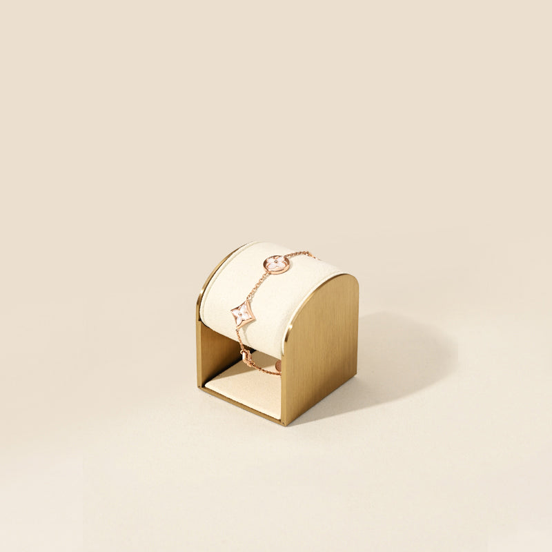 Beige Microfiber Earrings Ring Necklace Jewelry Display Set TT186