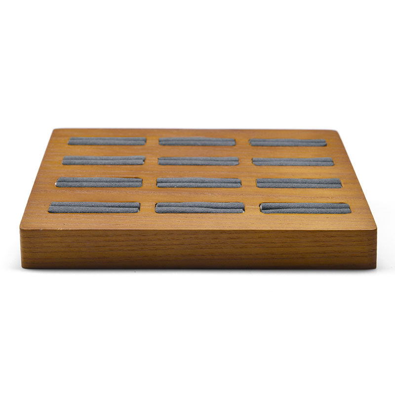 Square Wood 12 Slots Rings Display Tray SM026