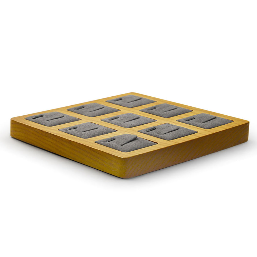 9-Slot Wooden Ring Jewelry Display Stand SM025 - Restocking