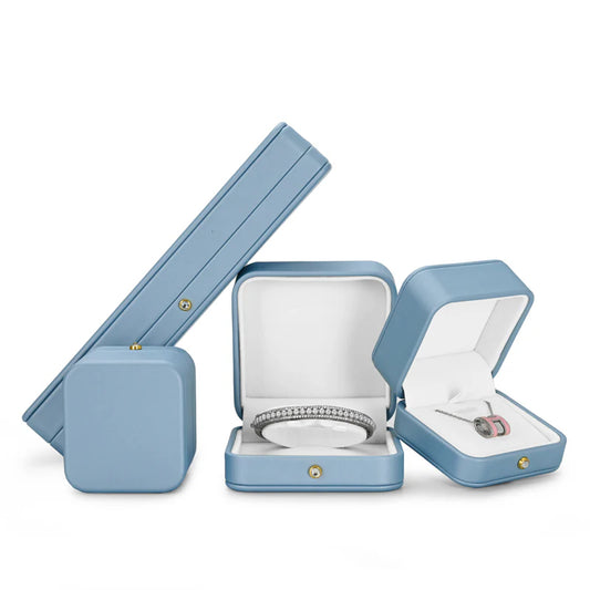 OIRLV Sky Blue PU Leather Jewelry Gift Packaging Box H148