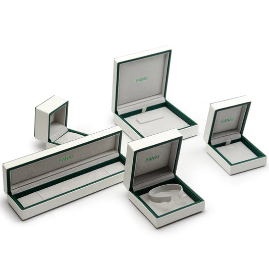 OIRLV White PU Leather With Gray Microfiber Jewelry Gift Packaging Box H055