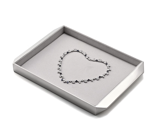 New Combination Gray Silver Microfiber Metal Jewelry Display Tray P208
