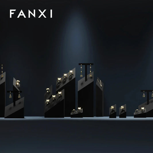 OIRLV Black Ring Pendant Earrings Jewelry Display Set TT373