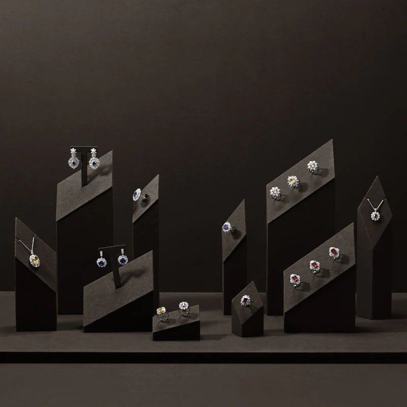 OIRLV Brown Ring Pendant Earrings Jewelry Display Set TT376