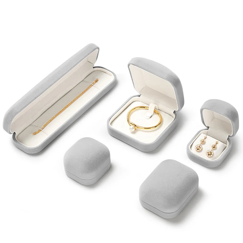 OIRLV Round Light Gray Color Jewelry Packaging Box H165