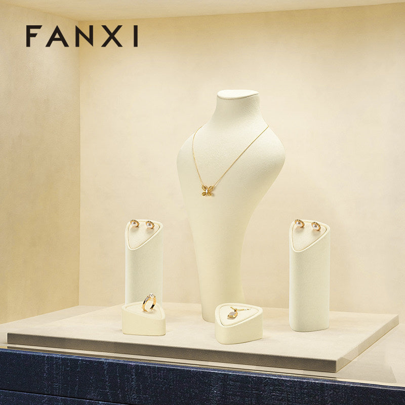 OIRLV Fashion BEIGE Microfiber Jewelry display set :TT468