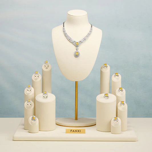 Beige Ring Necklace Set Turn Display Stand TT075