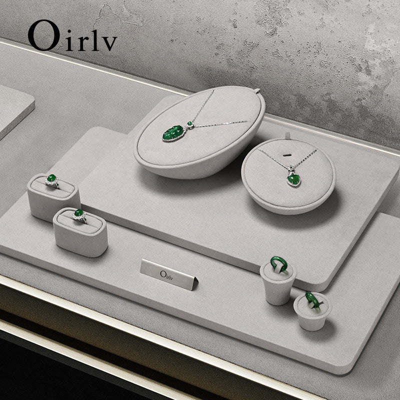 Oirlv New arrival Grey Microfiber Jewelry Combination Set : TT550