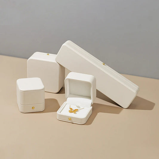 OIRLV Cream PU Leather Jewelry Gift Packaging Box H153