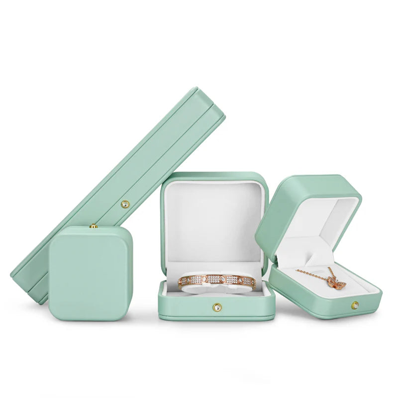 OIRLV Mint Green PU Leather Jewelry Gift Packaging Box H147