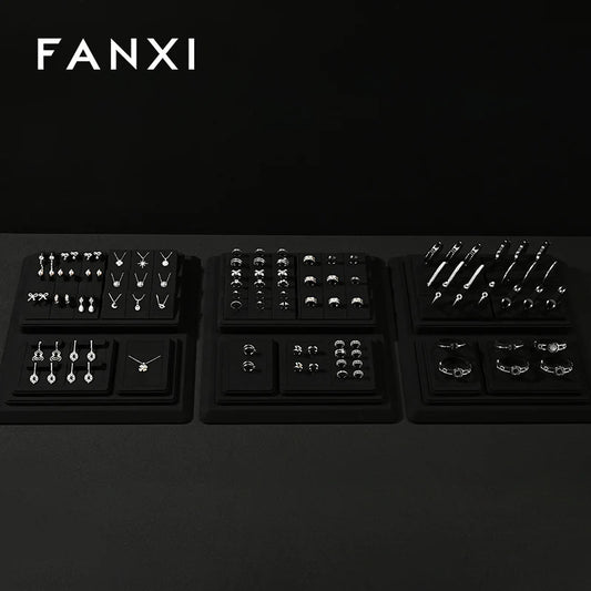 OIRLV Black Ring Pendant Earrings Jewelry Display Set TT403