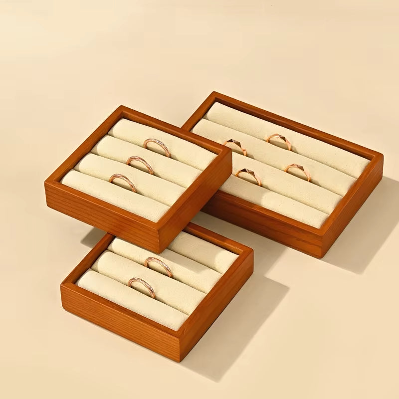 Oirlv Ring Display Tray Wooden Square Ring Display Stand :SM239