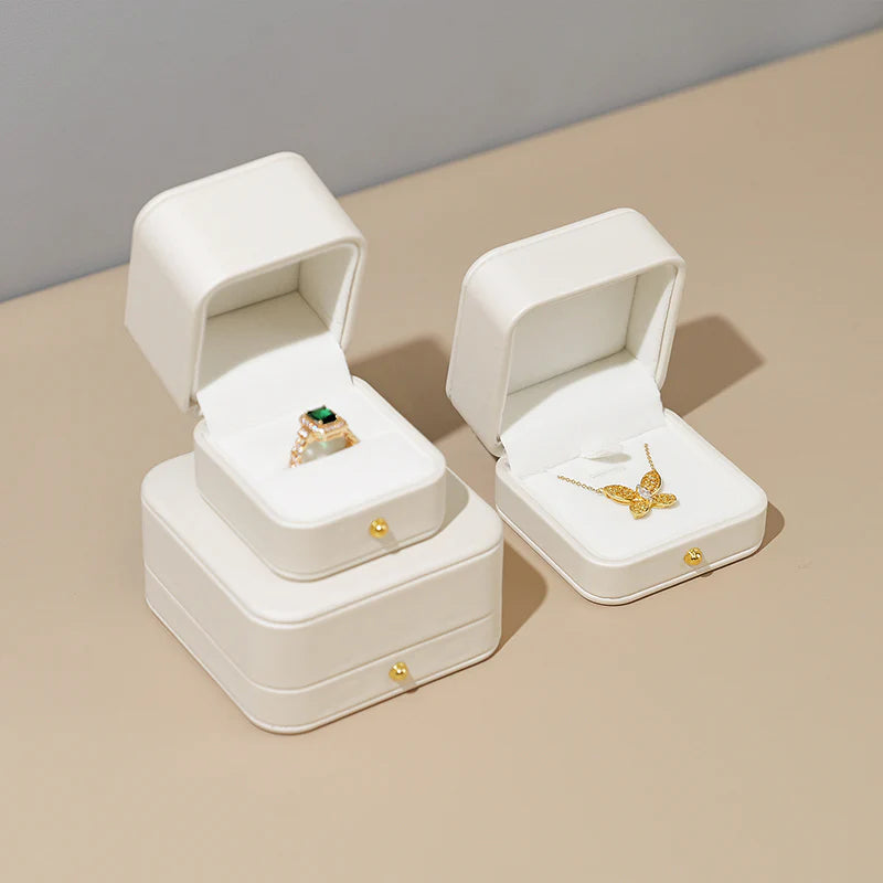 OIRLV Cream PU Leather Jewelry Gift Packaging Box H153