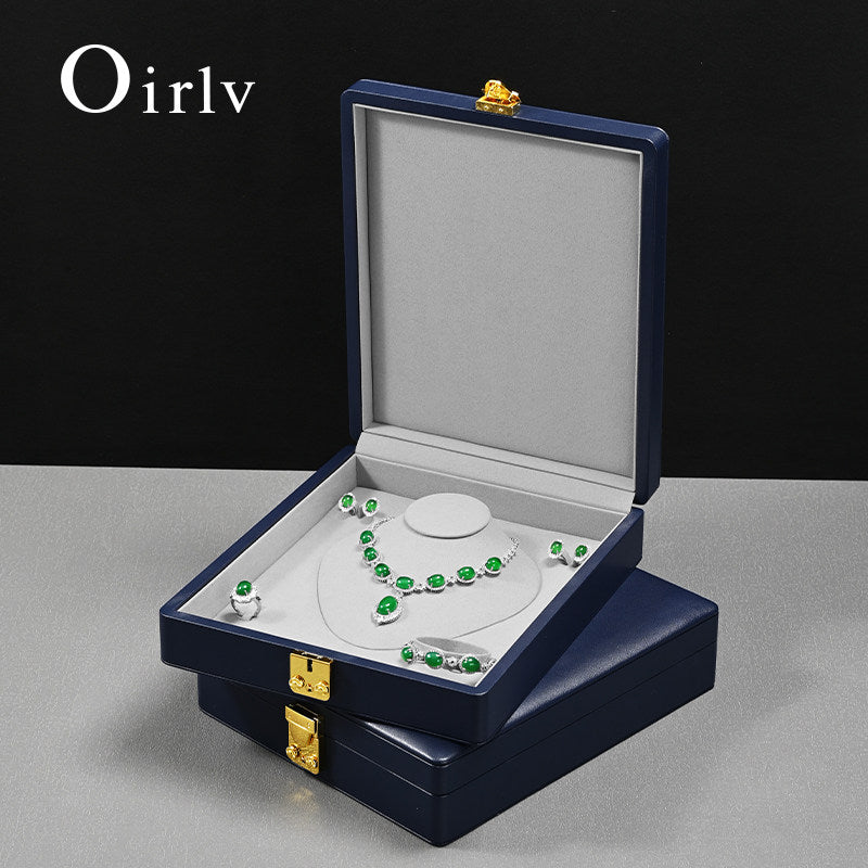 OIRLV Custom blue velvet leather jewelry case : X0700101