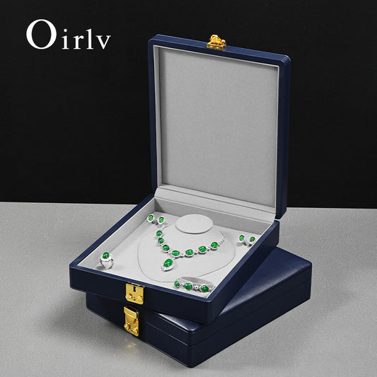 OIRLV Custom blue velvet leather jewelry case : X0700101
