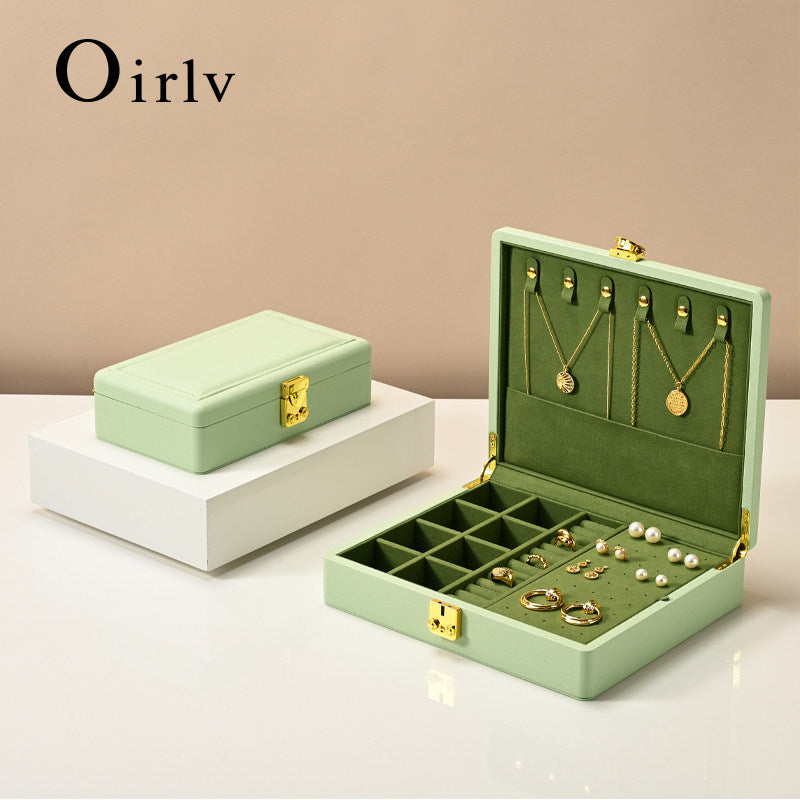 Custom Green PU Leather Suede Jewelry Case