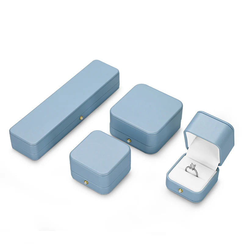 OIRLV Sky Blue PU Leather Jewelry Gift Packaging Box H148