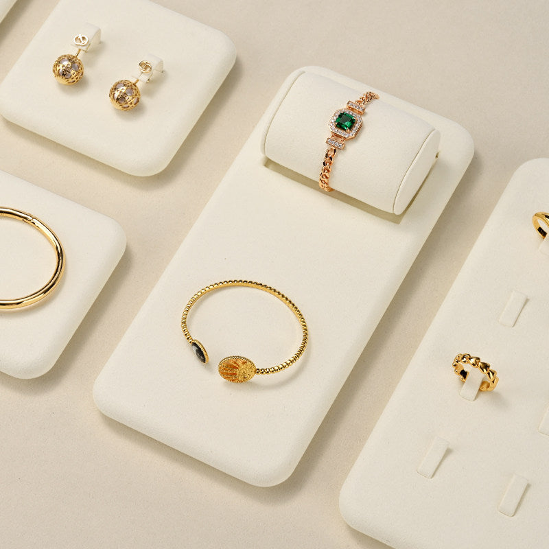 OIRLV luxury BEIGE colour microfiber jewelry display set :TT274
