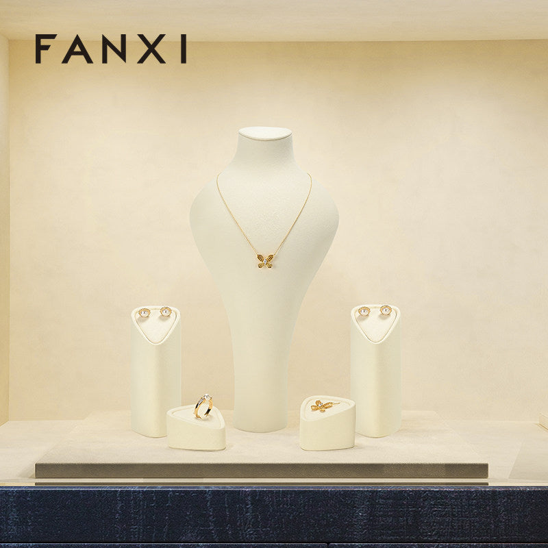 OIRLV Fashion BEIGE Microfiber Jewelry display set :TT468
