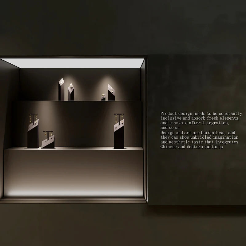 OIRLV Brown Ring Pendant Earrings Jewelry Display Set TT376