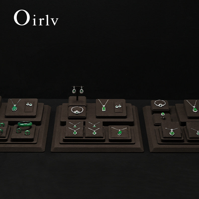 OIRLV new arrival Brown Microfiber jewellery ring display : TT426