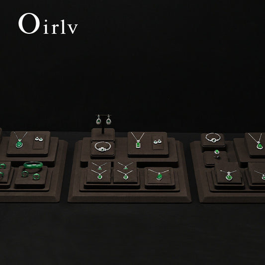 OIRLV new arrival Brown Microfiber jewellery ring display : TT426