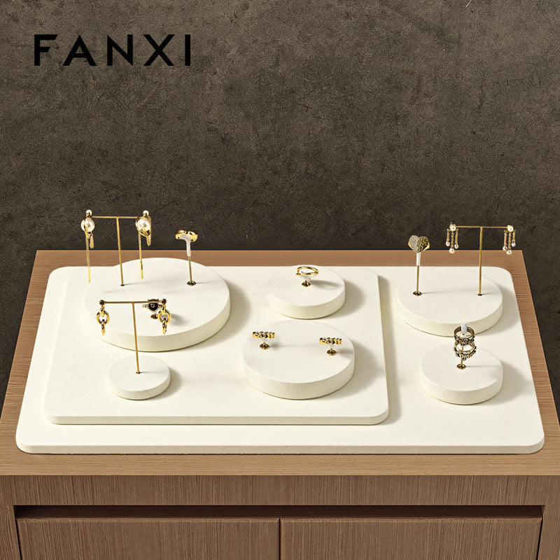 OIRLV high end Beige Microfiber Jewelry display set :TT390