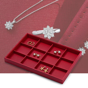 New Red Stackable PU Leather Jewelry Display Tray P130