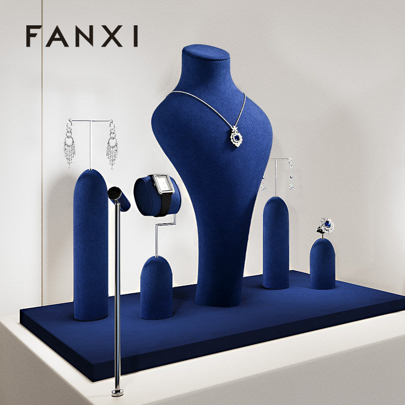 OIRLV Wholesale Blue Microfiber Jewelry display set : TT363