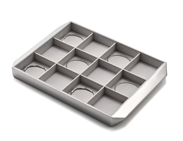 New Combination Gray Silver Microfiber Metal Jewelry Display Tray P208