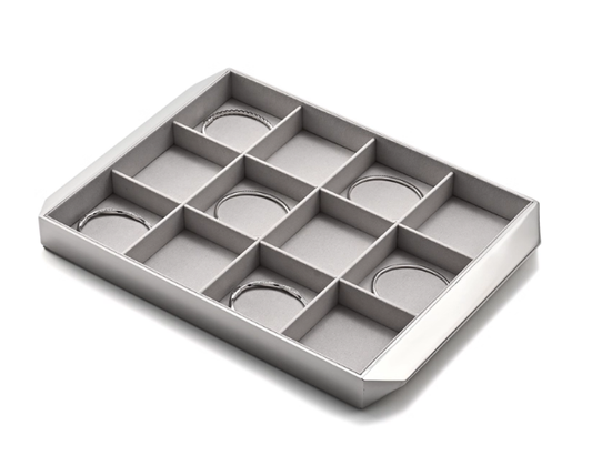 New Combination Gray Silver Microfiber Metal Jewelry Display Tray P208