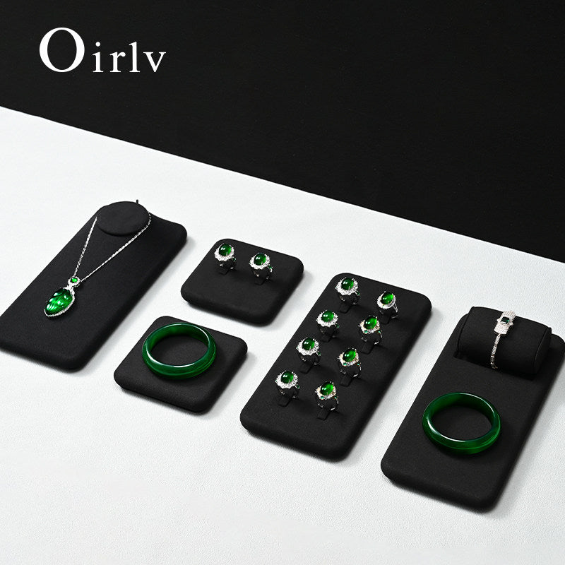 OIRLV luxury black colour microfiber jewelry display set :TT273