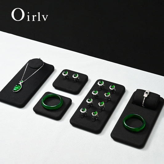 OIRLV luxury black colour microfiber jewelry display set :TT273
