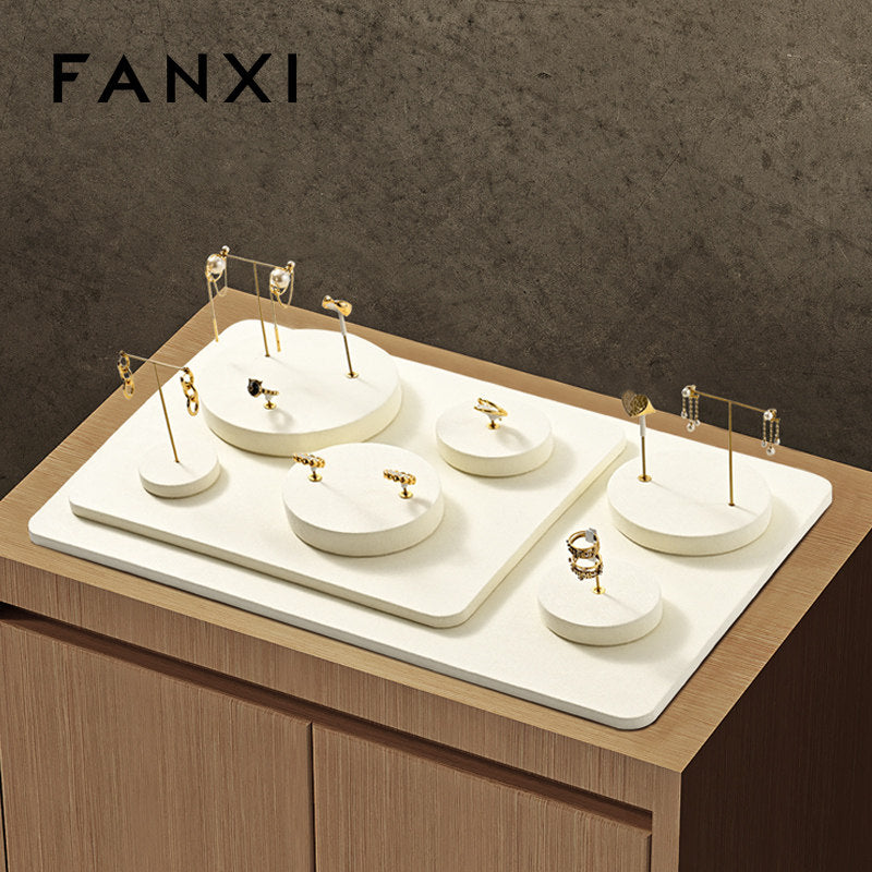 OIRLV high end Beige Microfiber Jewelry display set :TT390