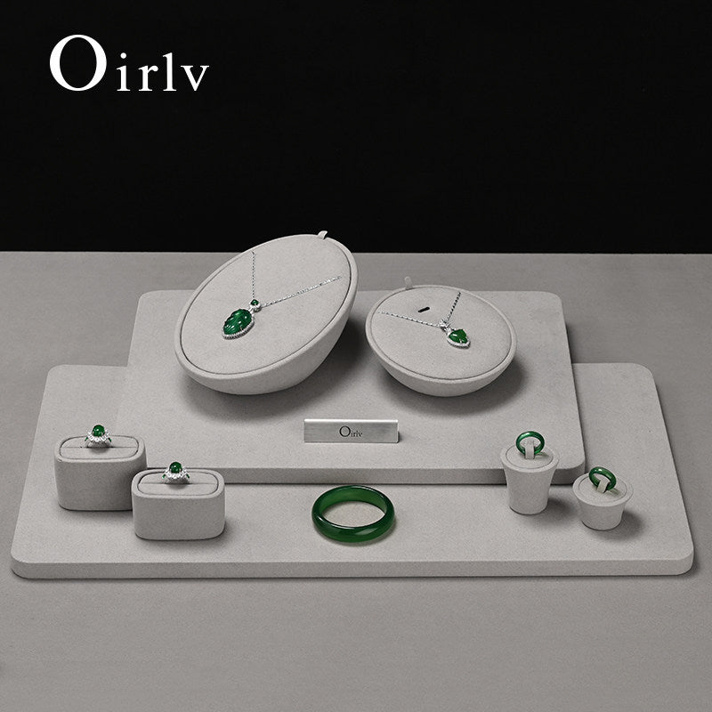 Oirlv New arrival Grey Microfiber Jewelry Combination Set : TT550
