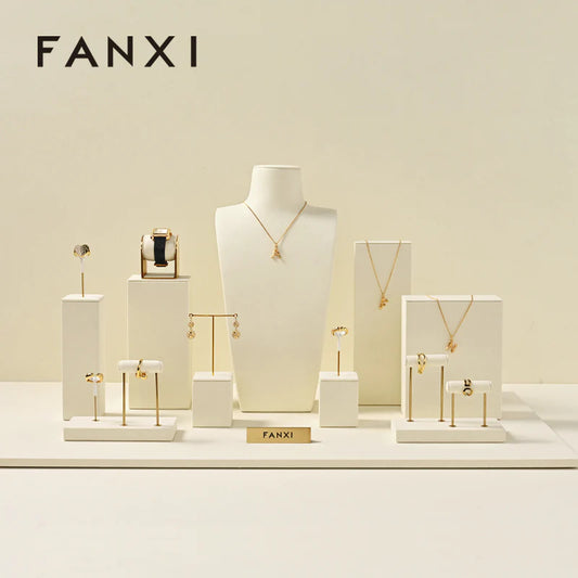 OIRLV Beige Ring Pendant Earrings Jewelry Display Set TT331