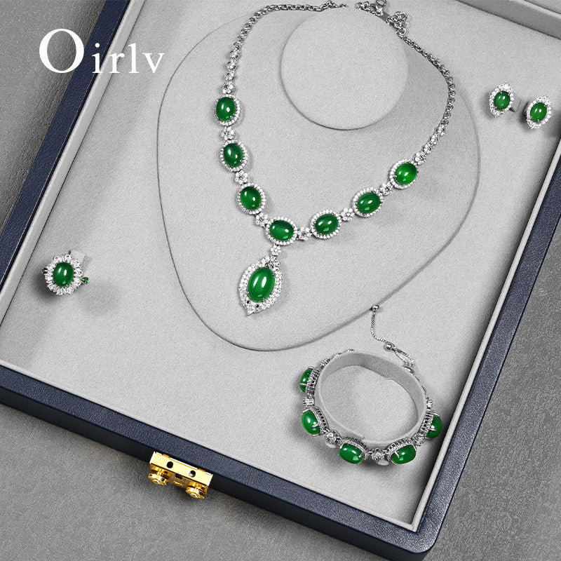 OIRLV Custom blue velvet leather jewelry case : X0700101